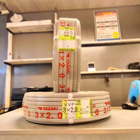 パワトレ東苗穂店から最新の買取情報<br>【矢崎 VVFケーブル 3×2.0mm 2巻】