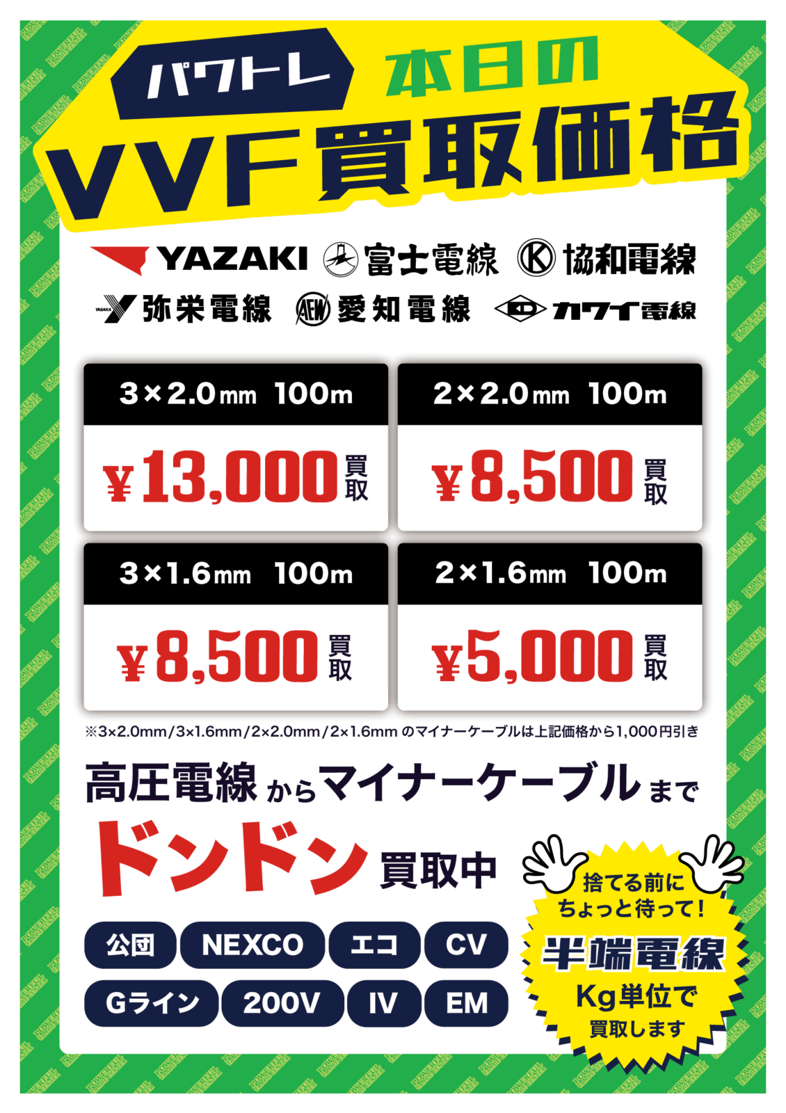VVF買取価格表